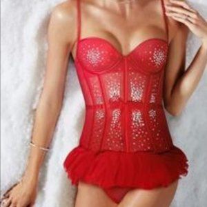 Victoria’s Secret Red Rhinestone Corset 34B